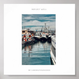 Marina Harbor Barcos Refletem Bem Poster