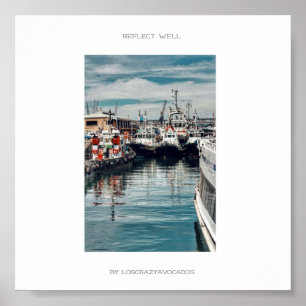 Marina Harbor Barcos Refletem Bem Poster