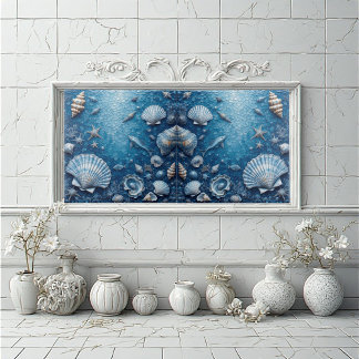 Marine Life Underwater Seashells Fish Backsplash 