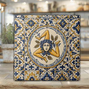 Marinha Siciliana e Azulejo Cerâmico Dourado com T