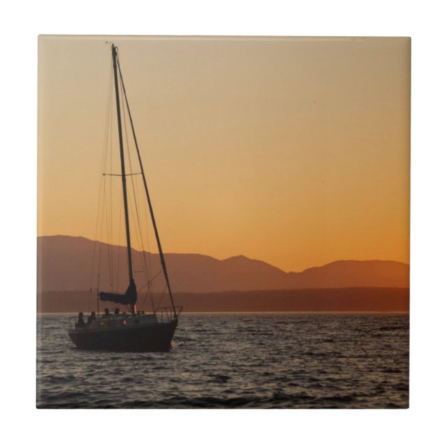 Marinheiro Ao Sunset No Puget Sound (Frente)