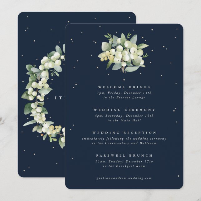marinho 5x7 Snowberry+Eucalyptus Wedding Itinerári (Frente/Verso)