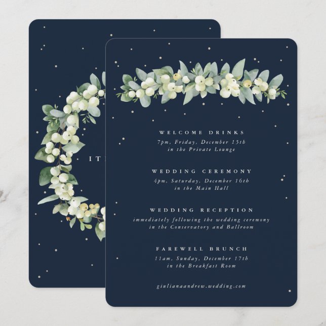 marinho 5x7 Snowberry+Eucalyptus Wedding Itinerári (Frente/Verso)