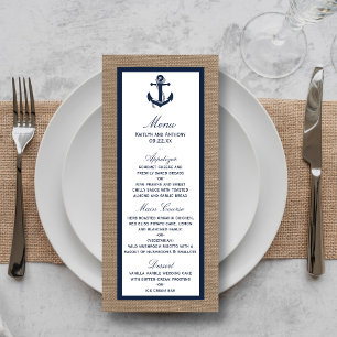 Marinho Anchor No Menu Burlap Beach Weding