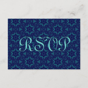 Marinho Aqua Lace Stars RSVP Resposta de Casamento