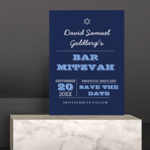 Marinho Azul Bar Mitzvah Salvar o Cartão de Data
