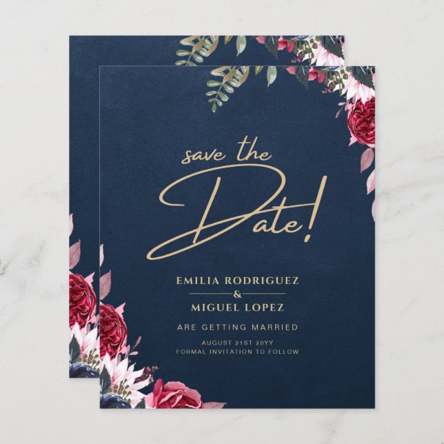 Marinho Azul Berry Floral Burgundy Fall (Frente/Verso)