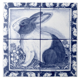 Marinho Azul Branco Rabbit Holandês Dedham Delft 