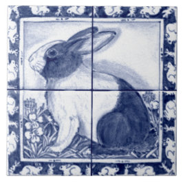 Marinho Azul Branco Rabbit Holandês Dedham Delft M