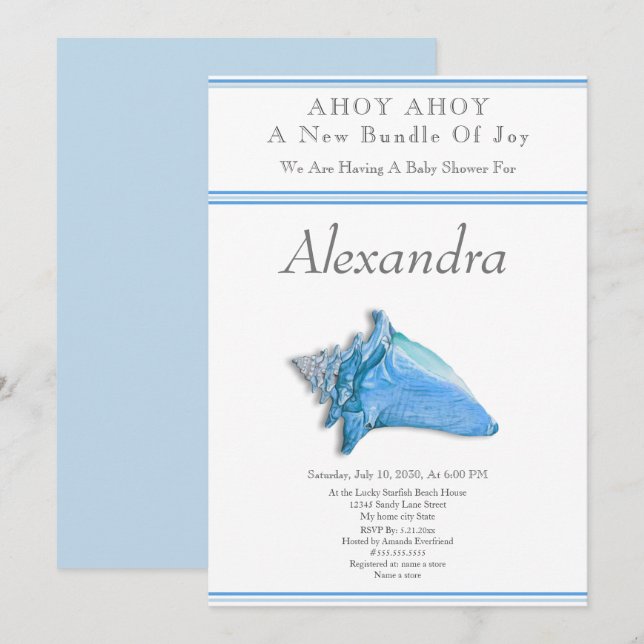 Marinho Azul, cavalo marinho Ahoy é um Chá de fral (Frente/Verso)