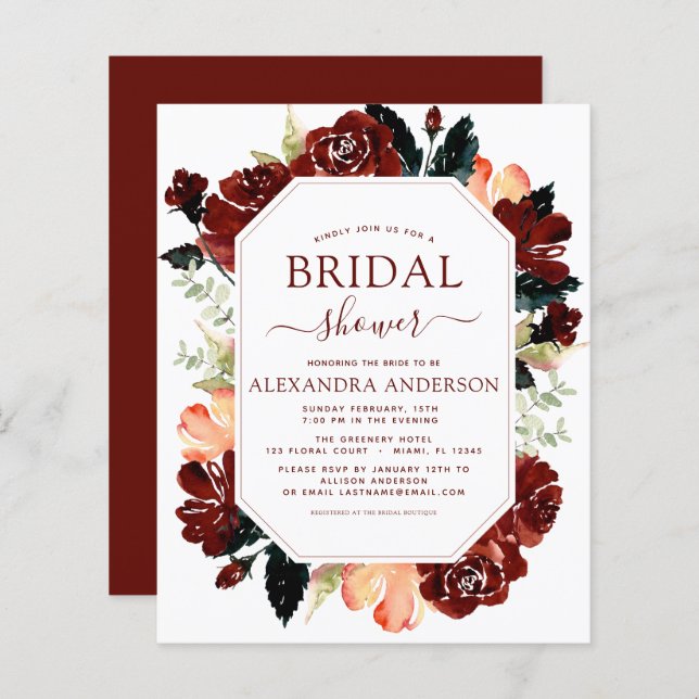 Marinho Azul Chá de panela Floral (Frente/Verso)