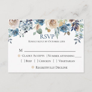 Marinho Azul Champagne Casamento Floral RSVP