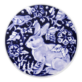 Marinho Azul Coelho Branco Bird Floral Woodland Bu