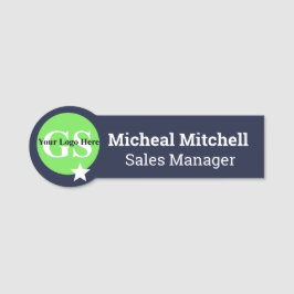 Marinho azul com o logotipo Nome de etiqueta para