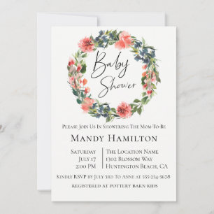 Marinho Azul Coral Convite Para Chá de fraldas Bot