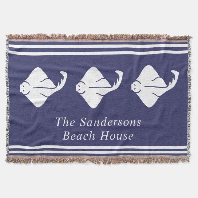 Marinho Azul Costeira Raiva Náutica Manta Porta Ra (Frente)