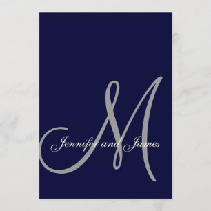 Marinho Azul Cream Casamento Convites Iniciais