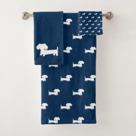 Marinho Azul Dachshund 3 partes Conjunto de Bandej