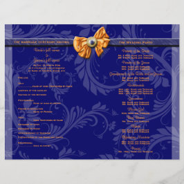 Marinho azul damasco floral ribbon casamento