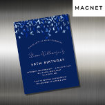 Marinho azul de aniversário confete homem magneta<br><div class="desc">Um ímã moderno,  elegante e convidativo. Um fundo azul marinho decorado com confete azul. Personalize e adicione um nome e detalhes. Texto branco.</div>