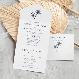Marinho Azul de Casamento de Palma Tropical de Pra