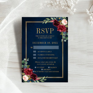 Marinho Azul de Quadro Floral Dourado RSVP de Casa