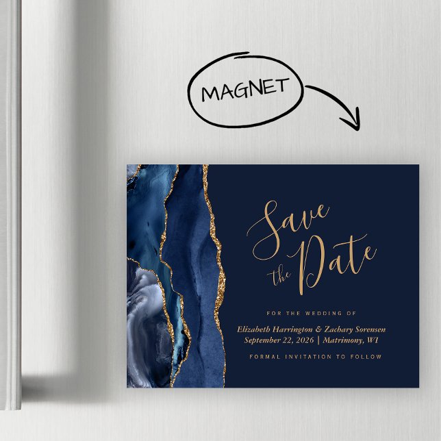 Marinho Azul Dourado Agate Magnético Salvar Data (Criador carregado)