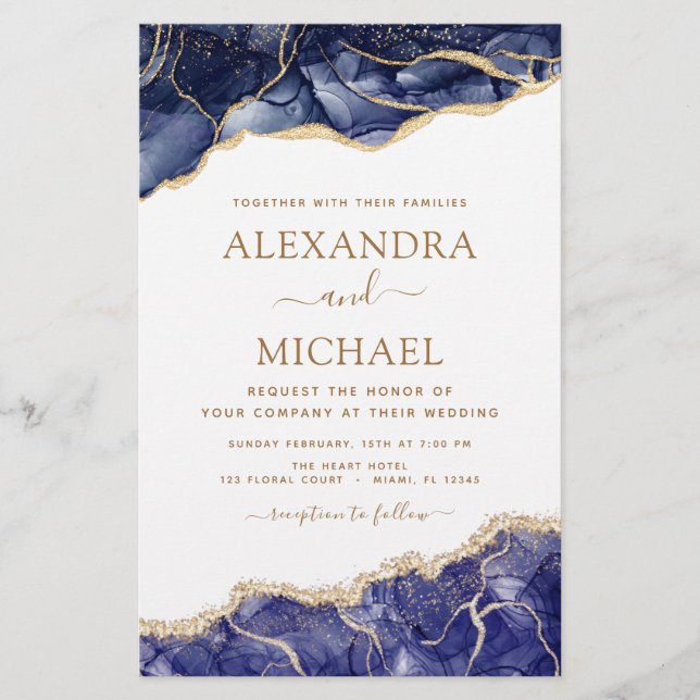 Marinho Azul Dourado Casamento Azul (Frente)