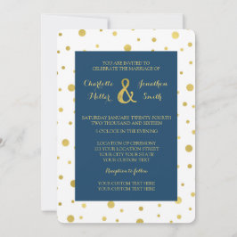 Marinho Azul, Dourado Confetti Convites de Casamen