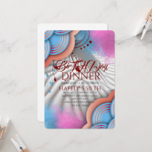 Marinho Azul Dourado FloraL Convite Modelo Azul Bo