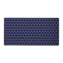 Marinho Azul Dourado Honeycomb Chic Padrão Geométr
