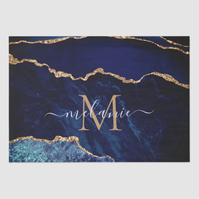 Marinho Azul Dourado Mármore Papel Tema Adicionar  (Frente )