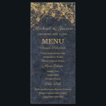 Marinho Azul Dourado String Luzes Bokeh Menu Casam<br><div class="desc">Preencha a sua mesa com este elegante menu de casamento da Coleção Rustic Glam Wedding. Projetado com luzes brilhantes de cordas douradas sobre um fundo profundo de faux-denim de marinho, este menu vertical oferece uma combinação impressionante de charme rústico e sofisticação noturna. A disposição inclui seções para pães, entrenes e...</div>