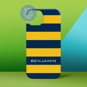 Marinho Azul e Amarelo Râguebi - Riscas Nome Pers