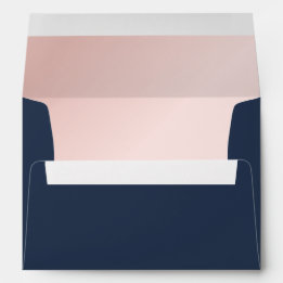 Marinho Azul e Blush Modern Wedn Return Address