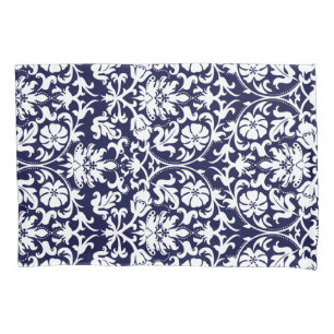 Marinho Azul e Branco - Damasco Floral