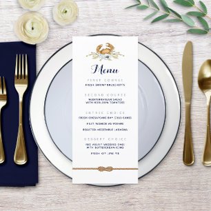 Marinho Azul e Branco Menu Casamento Costeiro Náut