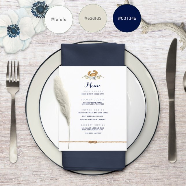 Marinho Azul e Branco Menu de Casamento do Orçamen (Navy Blue & White Nautical Budget Wedding Menu ⚓
)
