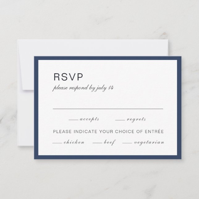 Marinho azul e branco. RSVP de Casamento Formal Si (Frente)