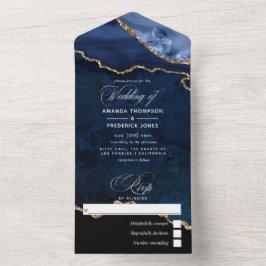 Marinho Azul e Dourado Agate Weding