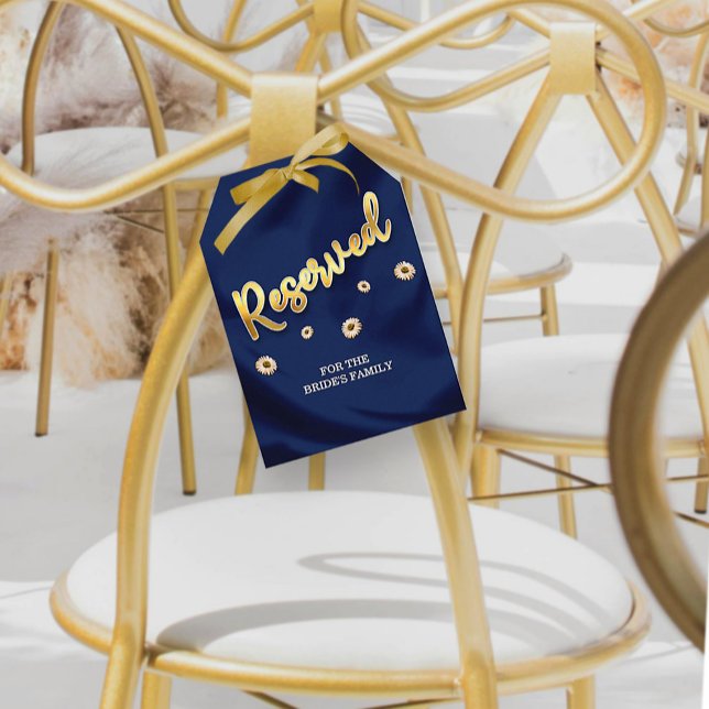 Marinho Azul e Dourado Casamento Reservado Etiquet (Criador carregado)