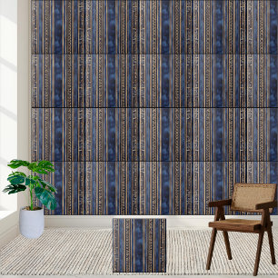 Marinho Azul e Dourado Meander Design Azulejo greg