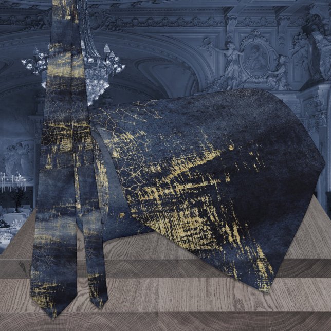 Marinho Azul e Dourado Vedação Moderna Gravata de  (Criador carregado)