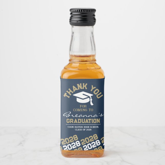 Marinho Azul e Graduação Dourada Obrigado Mini (Frente)