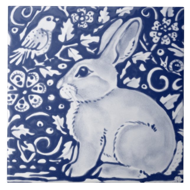 Marinho Azul Escuro Cobalt Rabbit Chinoiserie  (Frente)