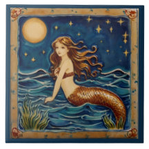 Marinho Azul Escuro do Oceano de Sereia da Noite