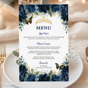 Marinho Azul Floral Doce 16 Quinceañera Menu