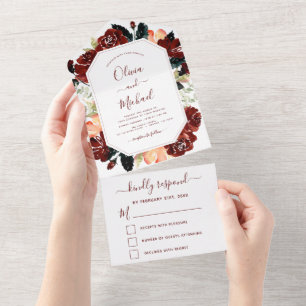 Marinho azul Floral Eucalyptus Casamento RSVP