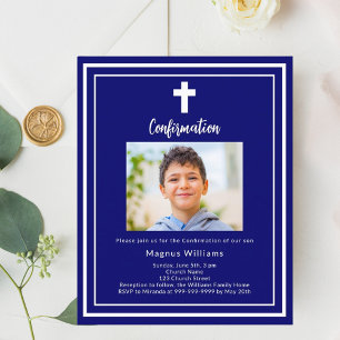 Marinho azul foto-boy Convite de confirmação