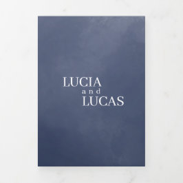 Marinho Azul Fumaça Tudo Em Um Convite De Casament